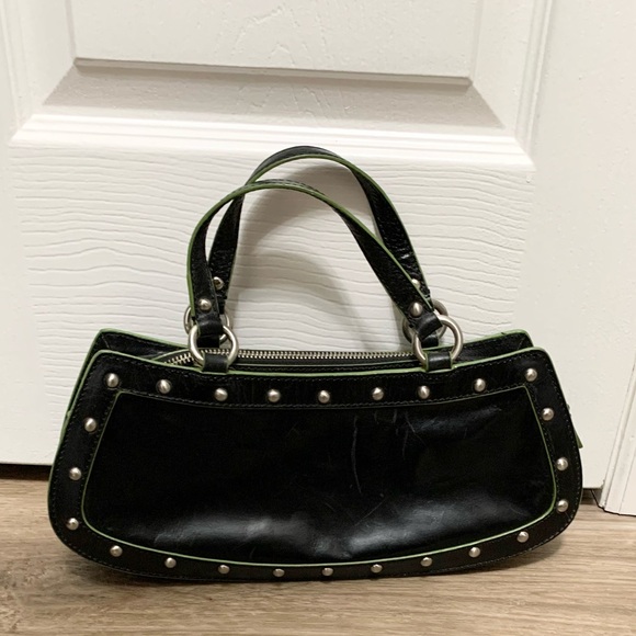 Y2k VTG Goth Studded Baguette Bag Long Black - Picture 1 of 12